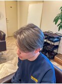 ▼メンズカットダブルカラーブリーチベージュニュアンスパーマ