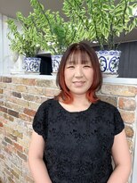 ヘアメイク フィリックス 板宿店(HAIR MAKE FELIX)&nbsp;暖色系ブラウン×オレンジのインナーカラー＋外ハネミディ