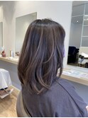 大人かわいいバレイヤージュ 暗めグレー
