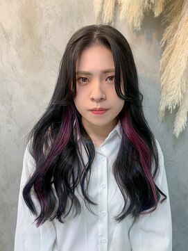 フリーダムメルシー(freedom Merci) ■イヤリングカラーピンクパープル　サイドバング　前髪なし