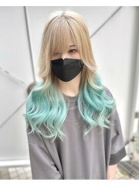 ディア(.eer) ミルクティーブロンド×ミントブルー/グラデーションカラー