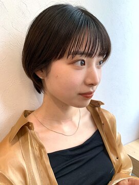 ノラ ギンザ(NORA GINZA) 丸みショートマッシュコンパクト黒髪ベージュショート前髪あり