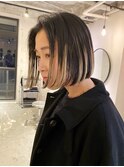 デザインカラーコントラストハイライト切りっぱなしボブ