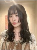 顔まわりレイヤー×ダークブラウン