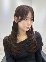 ヴィオットバイサロン(Viot by Salon)&nbsp;前髪ありくびれヘア夏アプリコットオレンジハイライトカラー