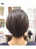 透明感ココアブラウン艶カラー立体感ショートボブ似合わせカット