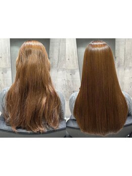 髪質やダメージレベル・クセの原因に合わせ、高濃度水素ストレートで驚くほどナチュラルな仕上がり&艶髪に