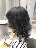 顔まわりのレイヤーが可愛い低温デジタルパーマヘア　銀座
