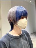 ミディアムウルフ/中性ウルフカット/顔まわりレイヤーカット
