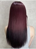 ハイライトカラーくびれヘアアプリコットオレンジ