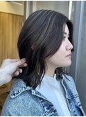 くびれミディアム白髪ぼかしハイライトカラー