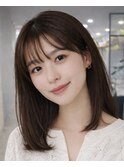 ミディアムレイヤー×シースルーバング×ナチュラルストレート
