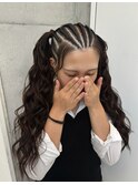 コーンロウ10本×ツインテール