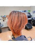 オレンジグラデーション×ウルフカット