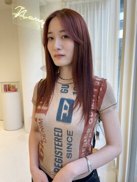 ハイブ 金沢(Hive) 10代20代オレンジブラウン縮毛矯正ストレートサラ艶ロング