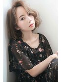 ☆くびレイヤーエモージュデザインカラーシルキーベージュミディ