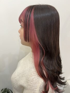 ラフ 原宿(L.a.a.g.f harajuku) イヤリングカラー ピンク 姫カットレイヤー ＠原宿