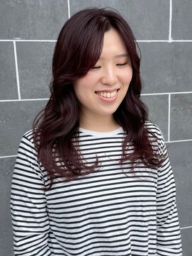 ディスコネクト(DISCO-N-NECT) ロングレイヤーカット 艶感 顔周りレイヤー ピンクブラウン