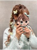銀座でできるヘアメ/おさげ ハートヘア