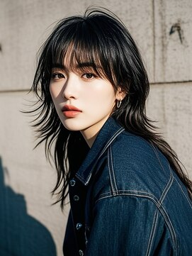 アンブレラカラーミディアムヘアショートカットセミロング50代