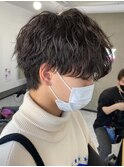 波巻きパーマ/スパイラルパーマ/メンズ/眉毛/短髪/サーフカール