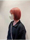 切りっぱなしボブ×ピンク