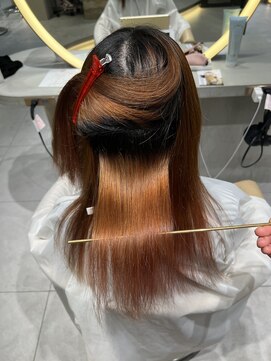 ロンドメリア 天神大名店(Lond Melia) ★くびレイヤーエモージュインナーグレージュ前髪ピンクベージュ