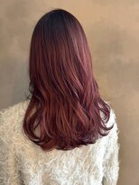 グリンプス 大濠店(Glimpse) カシスピンクカラー ロングヘア 艶カラー 20代30代 カール