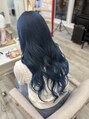 スノヘアードレッサーズディレーヴ(SUNO Hairdresser's DeReve) 羽エクステ×ブルーカラー