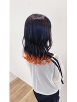 リアン(Lien)&nbsp;ネイビー×オレンジ コントラスト・エンドカラー（裾カラー）