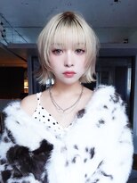 アルバム 池袋(ALBUM)&nbsp;前髪カットブロンドくびれミディ韓国ヘア_F21357