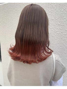 リア(Lia by KENJE) グラデーション×オレンジカラー♪顔まわりカット　ダブルカラー