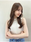 大人可愛いロングレイヤー柔らかマロンベージュ