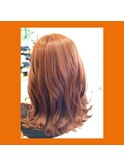ブリーチ無しのオレンジカラー（ダブルカラー）