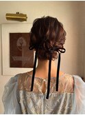 結婚式お呼ばれヘアヘアアレンジ＊大人可愛いミディアムお団子