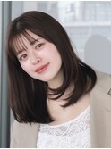 イメチェン 外ハネボブ 美髪 ワイドバング ミディアム 前髪