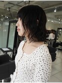 △癖毛風ボブパーマミディアムパーマコテ巻き風パーマ