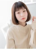 オン眉/小顔カット/小顔ボブ/内巻きボブ/ショコラブラウン/30代g