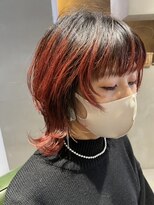 ヘアー アイス ルーチェ(HAIR ICI LUCE) マッシュウルフ レッドカラー グラデーションカラー 担当 井上