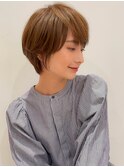 横顔マッシュ切りっぱなしボブ美髪エアリーロングピンクブラウン