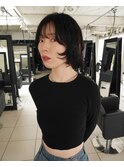 △ウルフパーマボブパーマミディアムパーマブルーブラック
