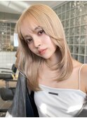 ミルクティーベージュダブルカラーハイトーンカラーレイヤー韓国