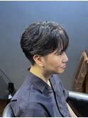 ビジネスツーブロックショートニュアンスパーマシースルーバング
