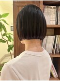 ★切りっぱなしボブ/秋ボブ/縮毛矯正/ストレートパーマ/黒髪ボブ