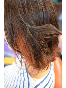 ポタム 東中野(potamu) ボブのオレンジインナーカラー