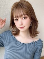 シルクレイ 吉祥寺店(Silk-lei) 大人かわいいフェザーバングマロンベージュボブ30代吉祥寺