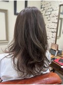 Aライン ロングウルフ オリーブグレージュ