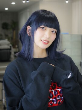 スラップス(SLAPS.) ネイビーブルー×ミディアムストレート