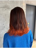 ACE横浜　オレンジ裾カラー×ニュアンスウェーブヘア