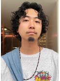 メンズミディアムパーマウェーブパーマくっきりウェーブ